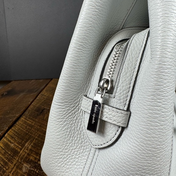 Kate Spade New York White Pebbled Leather Shoulder Bag Tote Purse - Picture 9 of 14